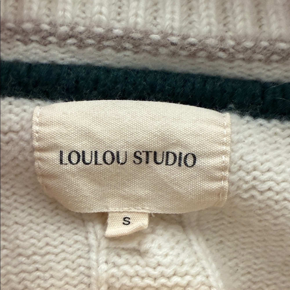Loulou Studio Sipora Cable Knit Wool Cashmere Sweater Size S Cream - Picture 3 of 6